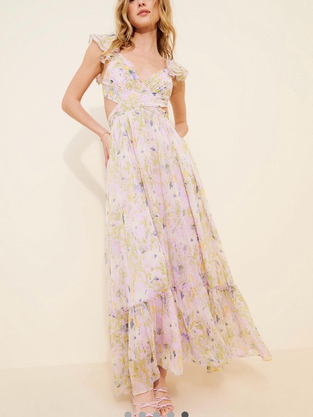 Astr Lavender Floral Maxi Dress with Yellow & Green Accents - Picture 2 of 11